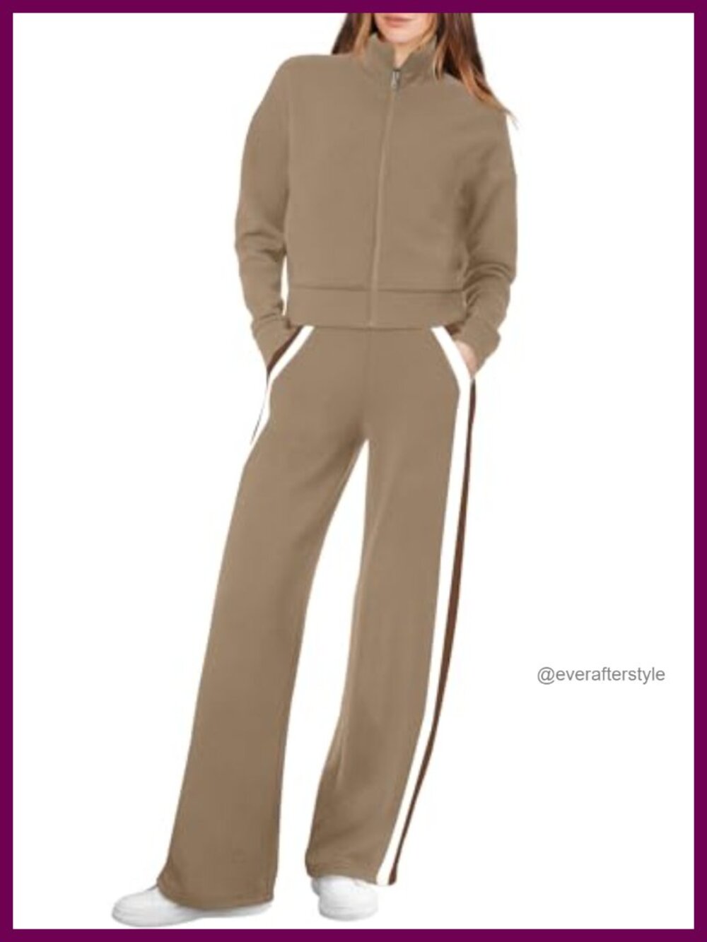 Lounge Set Sweatsuit 2 Piece Full Zip Wide Leg Tracksuit